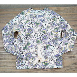 Janie and Jack Girls Rash Guard Size 6 Floral Paisley Long Sleeve Swim Top UPF